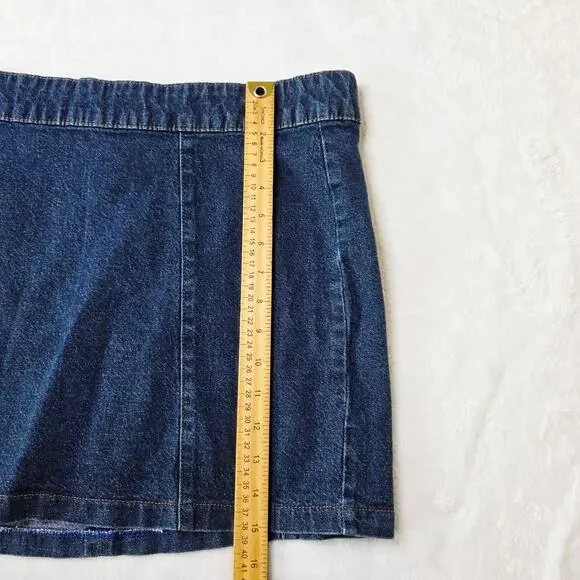 VINTAGE Old Navy Denim Mini Skirt Size 16 Blue Stretch Classic Y2K Casual 90s - Picture 12 of 12